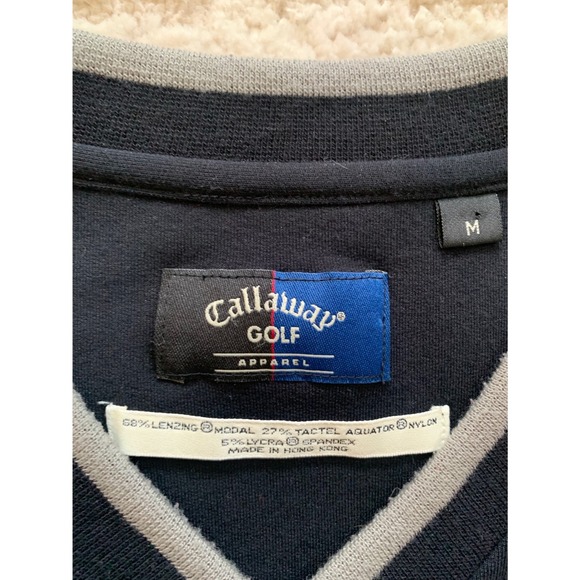 Callaway Golf Apparel Mens V Neck Sleeveless Vest Black With Grey Trim Size M - Picture 3 of 6